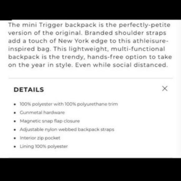 NWT Botkier Mini Trigger Backpack Vegan main image 9